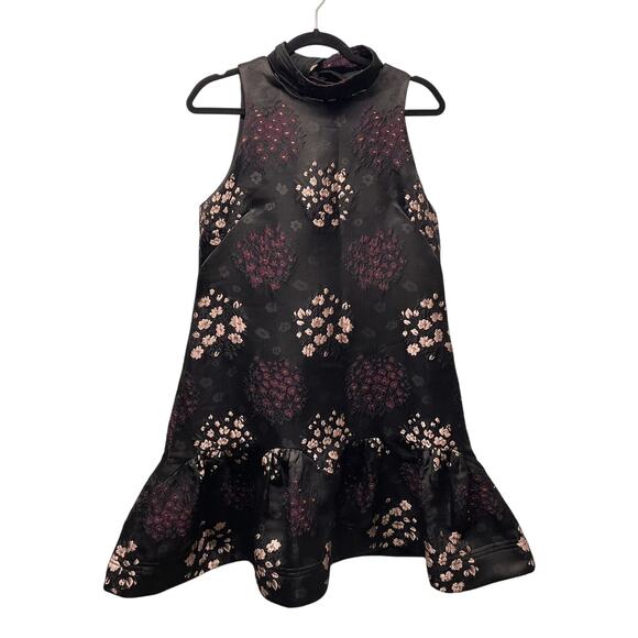 Zarr Collection Cocktail Dress Black and Pink Removeable Collar Flounce XS? - Picture 1 of 7